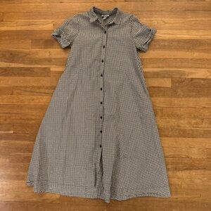 Lisa Marie Fernandez black white gingham checkered midi shirt dress sz XXS
 b53